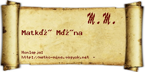 Matkó Mína névjegykártya